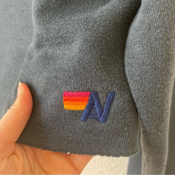 Aviator Nation Rainbow Bolt Cropped Crew Sweatshirt Size Small Casual USA - Picture 5 of 8